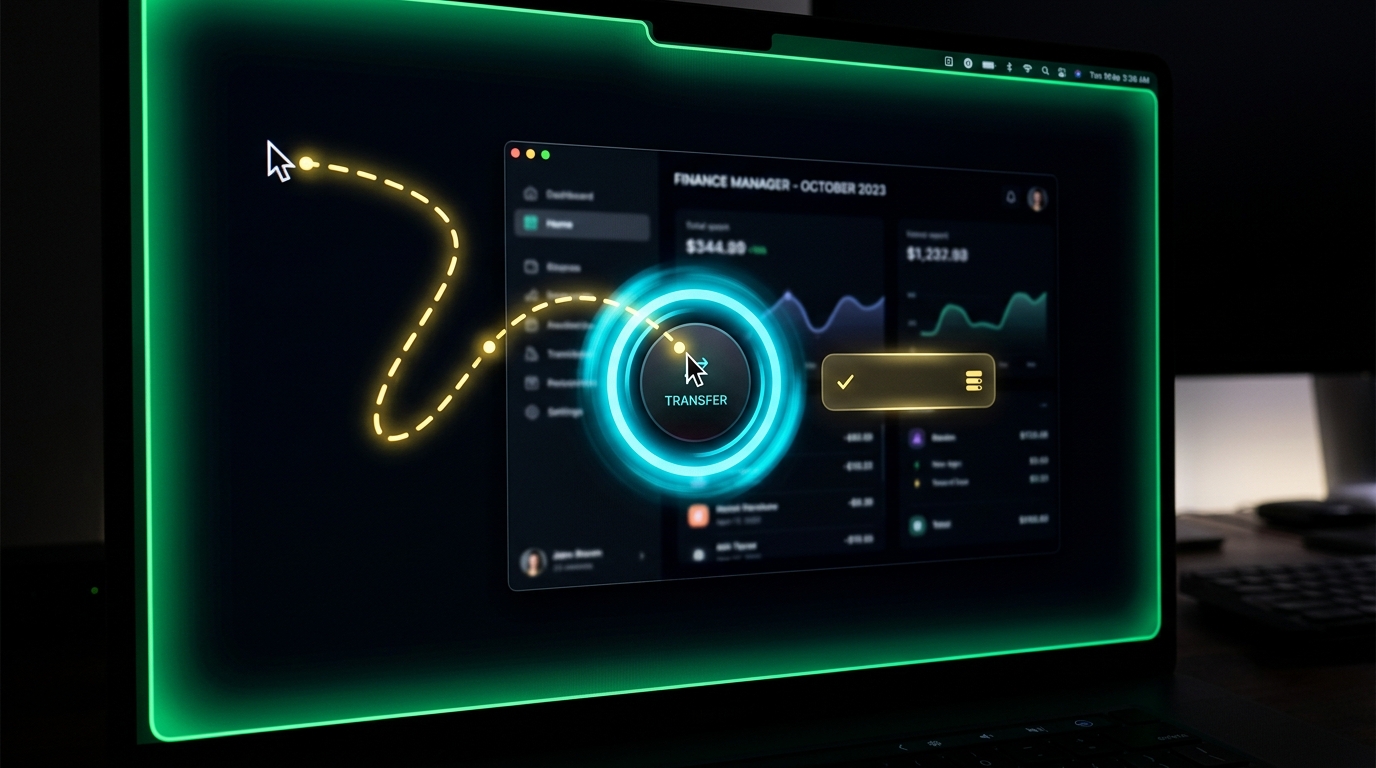 Visual feedback overlay with cursor path and action indicators
