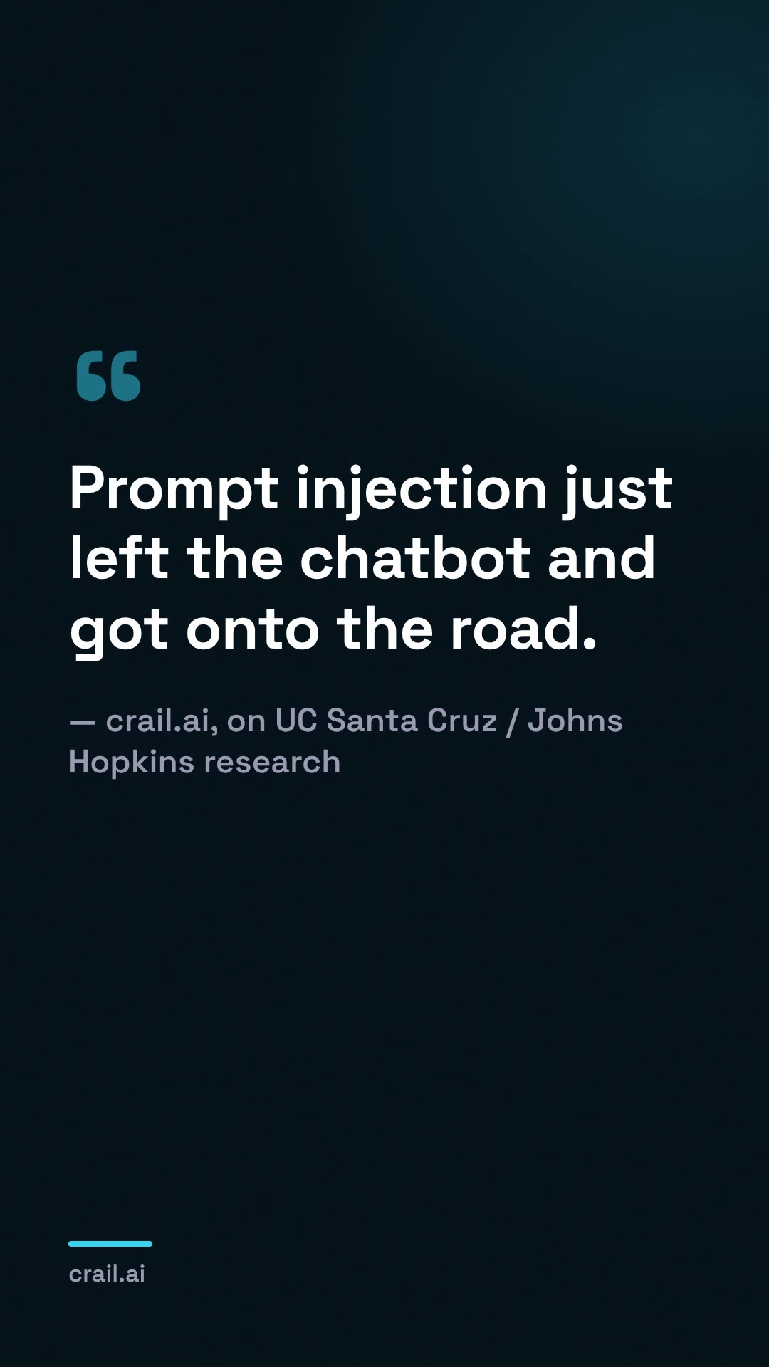 Prompt injection just left the chatbot and got onto the road